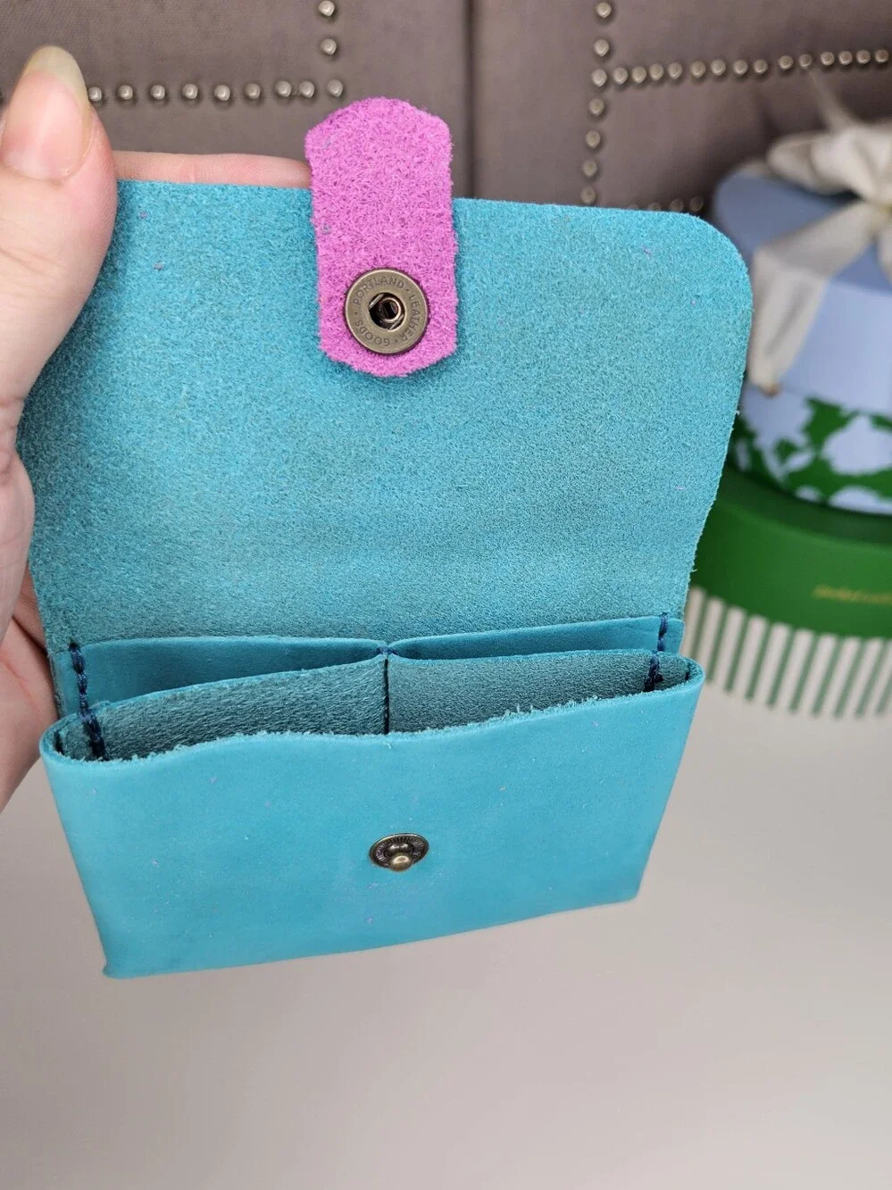 Portland Leather Goods Euro Wallet Aquamarine Blue